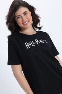 Zivame Harry Potter Knit Cotton Loungewear Set - Black Beauty — thumbnail 6